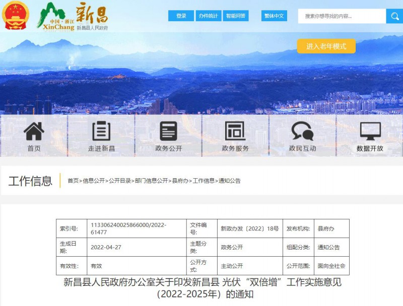 浙江新昌：大力推進工商業(yè)建筑屋頂光伏，全縣現(xiàn)有黨政機關(guān)、事業(yè)單位等公共建筑屋頂實現(xiàn)100%安裝