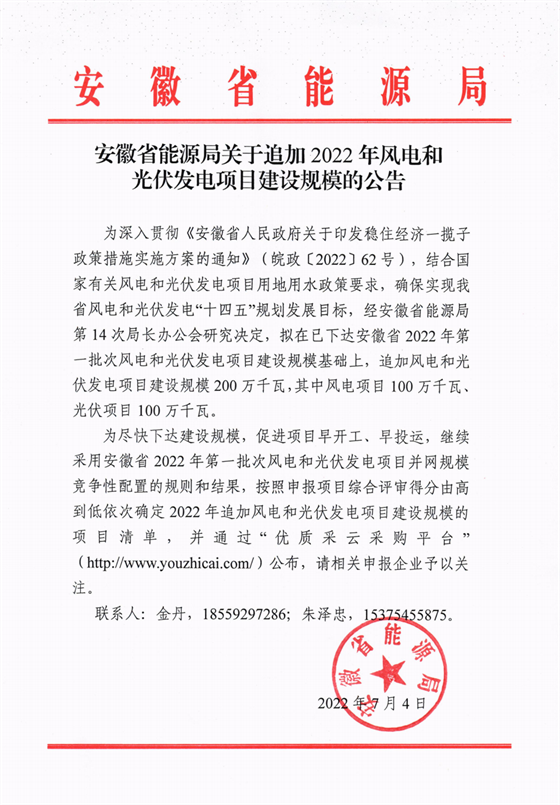 再加1GW光伏+1GW風(fēng)電！安徽2022年風(fēng)光項(xiàng)目建設(shè)規(guī)模擬至5GW！