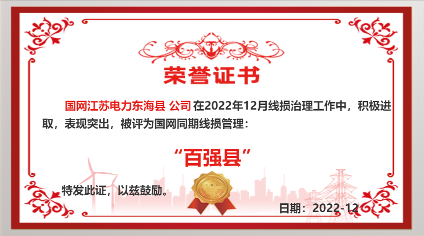 國網(wǎng)東?？h供電公司同期線損工作再獲佳績