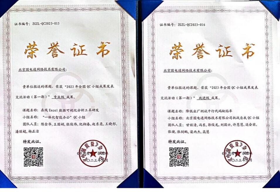 國網(wǎng)信通產(chǎn)業(yè)集團(tuán)國電通兩項QC成果分獲2023年全國QC小組成果二、三等獎
