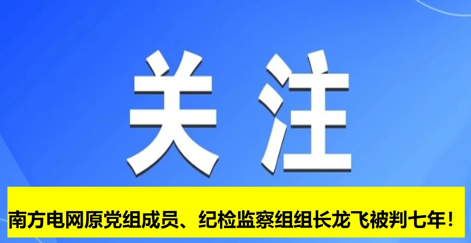 南方電網(wǎng)原黨組成員、紀(jì)檢監(jiān)察組組長(zhǎng)龍飛被判七年！